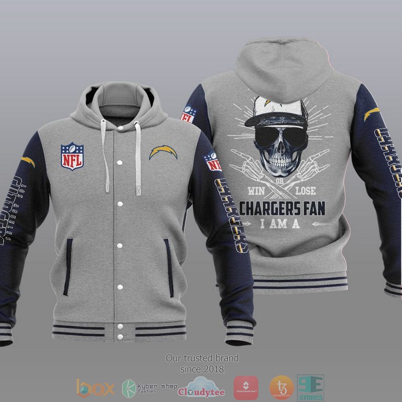 NFL Los Angeles Chargers I Am A Chargers Fan Baseball Hoodie Jacket 1