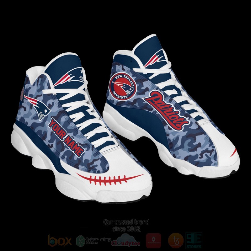 NFL New England Patriots Camo Air Jordan 13 Shoes