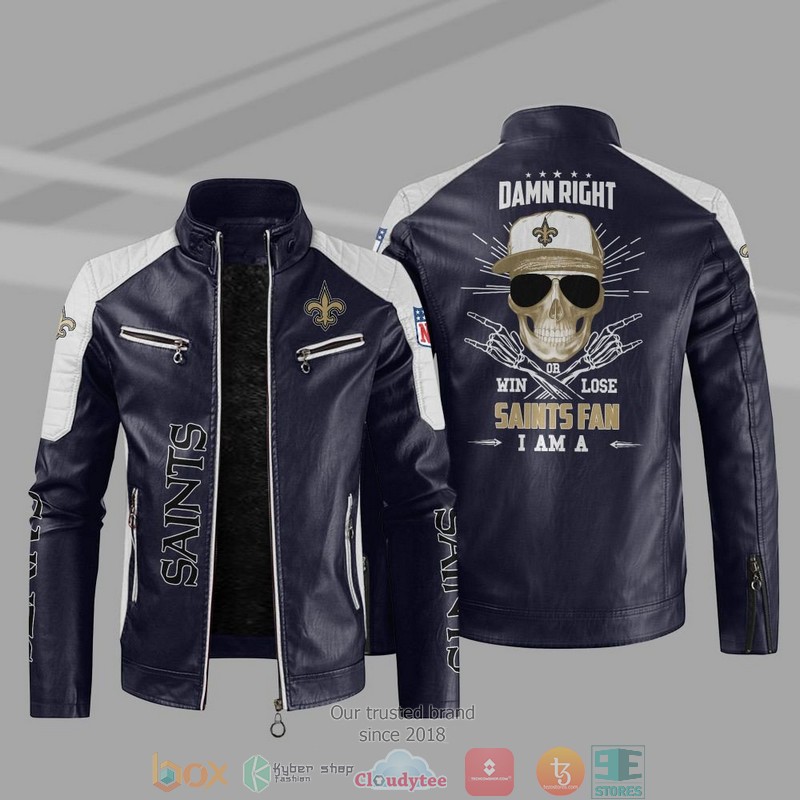 NFL New Orleans Saints I Am Saints A Fan Block Leather Jacket 3 NFL New Orleans Saints I Am Saints A Fan Block Leather Jacket 1 2
