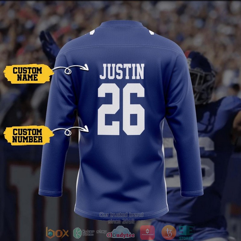 NFL New York Giant Custom Name and Number Hockey Jersey Shirt 4 NFL New York Giant Custom Name and Number Hockey Jersey Shirt 1 2 3