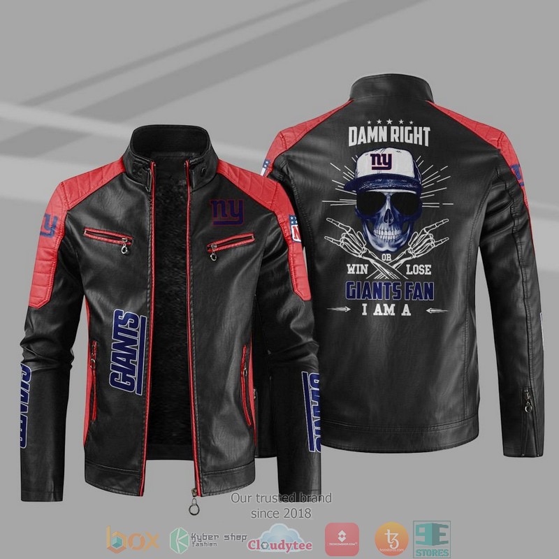 NFL New York Giants I Am A Giants Fan Block Leather Jacket 4 NFL New York Giants I Am A Giants Fan Block Leather Jacket 1 2 3