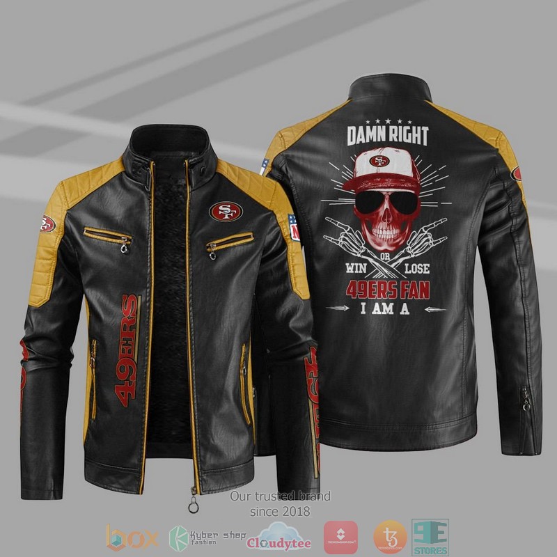 NFL San Francisco 49Ers I Am A 49Ers Fan Block Leather Jacket 1