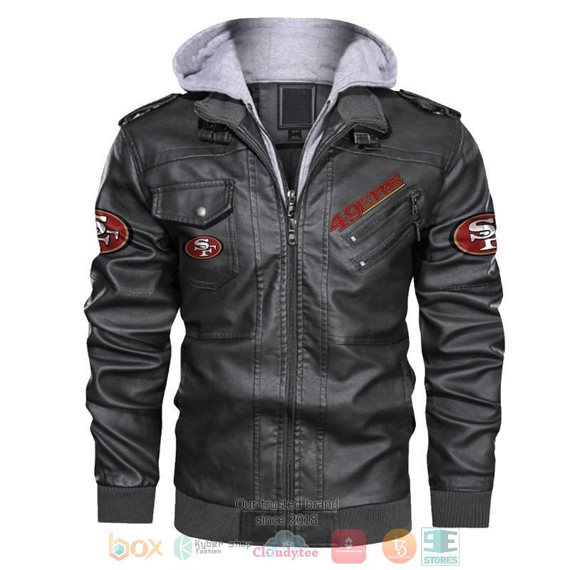 HOT NFL San Francisco 49ers Flag Jacket Leather 1 NFL San Francisco 49ers Flag Leather Jacket