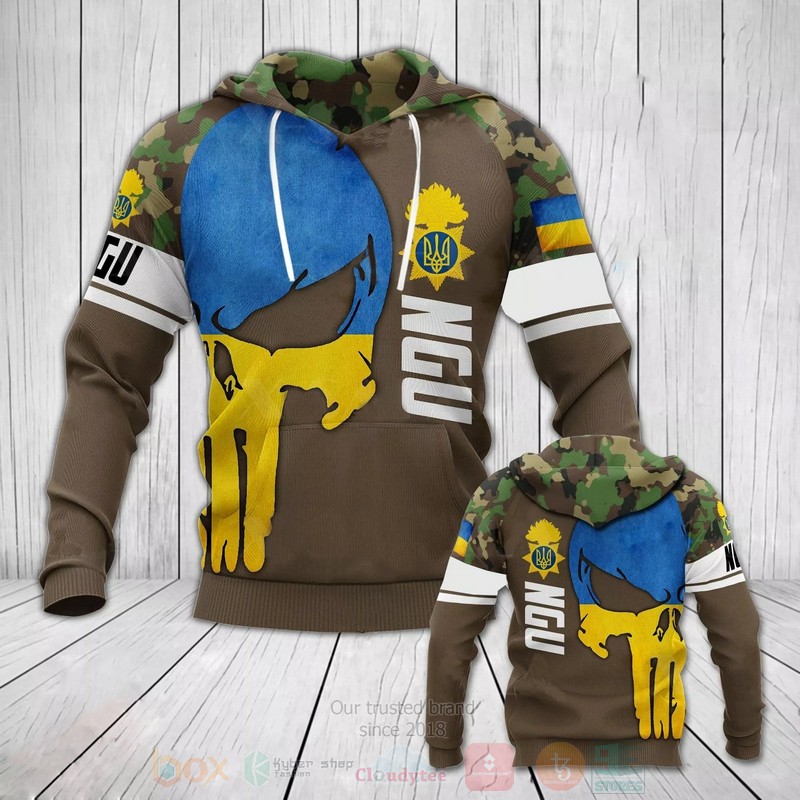 NGU Skull Ukraine Camo Skull National Guard of Ukraine 3D Hoodie