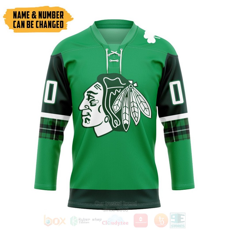 NHL Blackhawks St Patricks Day Personalized Hockey Jersey