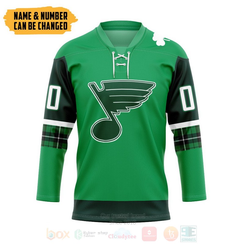 NHL Blues St Patricks Day Personalized Hockey Jersey