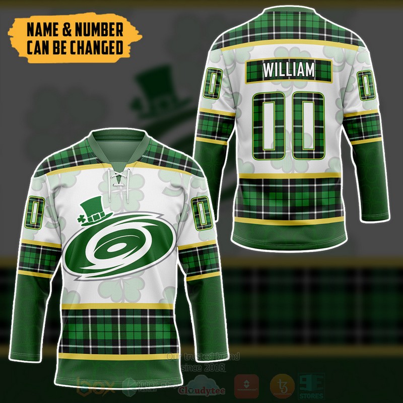 BEST NHL Carolina Hurricanes St Patrick Day Personalized Jersey Hockey 3 NHL Carolina Hurricanes St Patrick Day Personalized Hockey Jersey 1 2