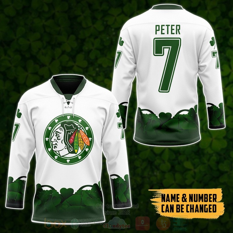 BEST NHL Chicago BlackHawks 2022 St Patrick Day Personalized Jersey Hockey 4 NHL Chicago BlackHawks 2022 St Patrick Day Personalized Hockey Jersey 1 2 3