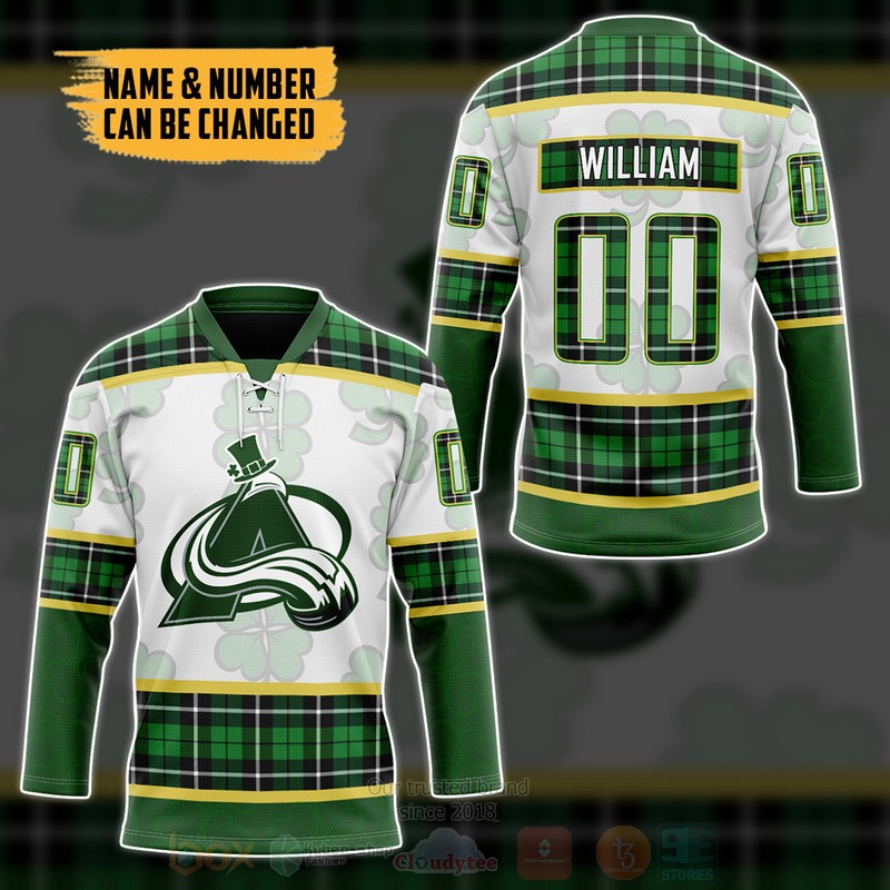 NHL Colorado Avalanche St Patrick Day Personalized Hockey Jersey 1 2