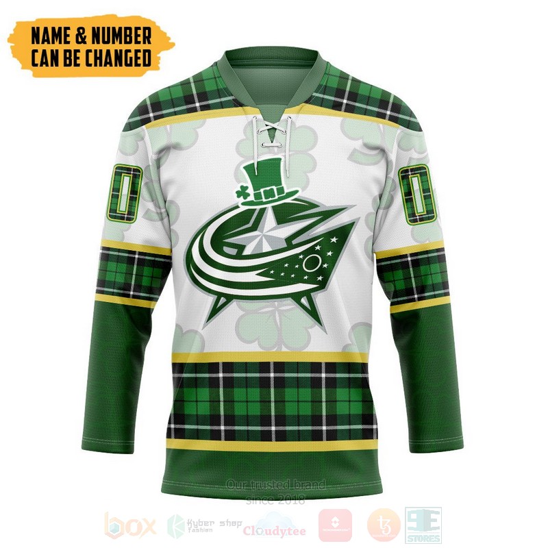 NHL Columbus Blue Jackets St Patrick Day Personalized Hockey Jersey