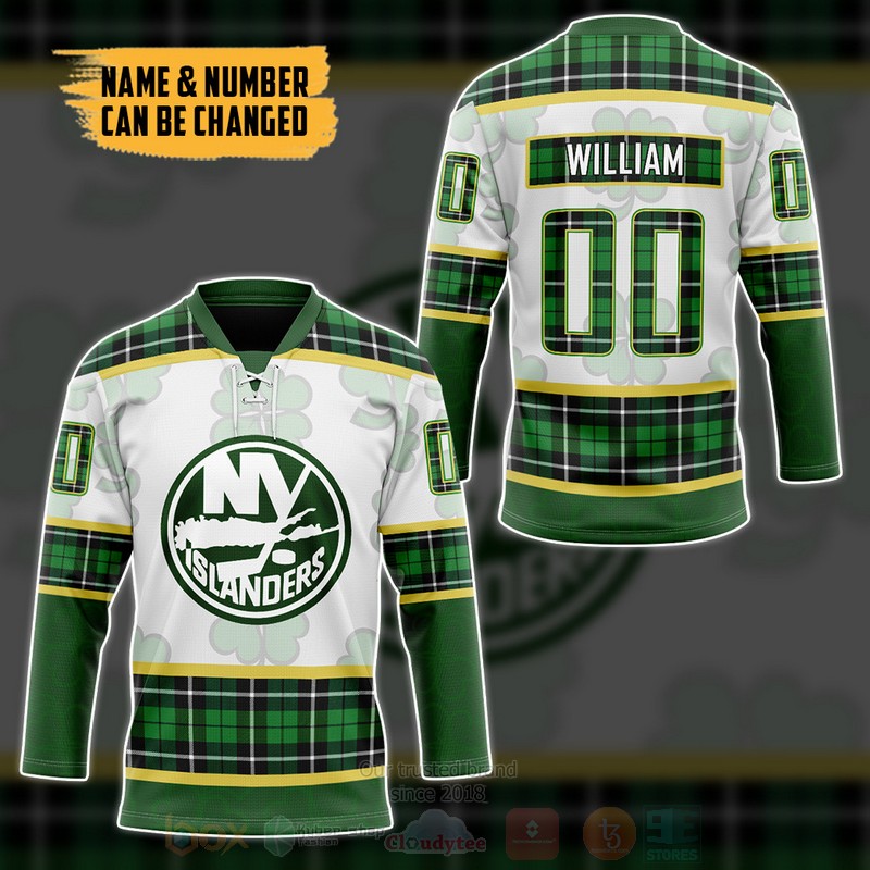 BEST NHL New York Islanders St Patrick Day Personalized Jersey Hockey 3 NHL New York Islanders St Patrick Day Personalized Hockey Jersey 1 2