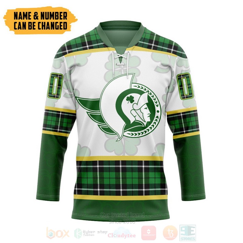 NHL Ottawa Senators St Patrick Day Personalized Hockey Jersey