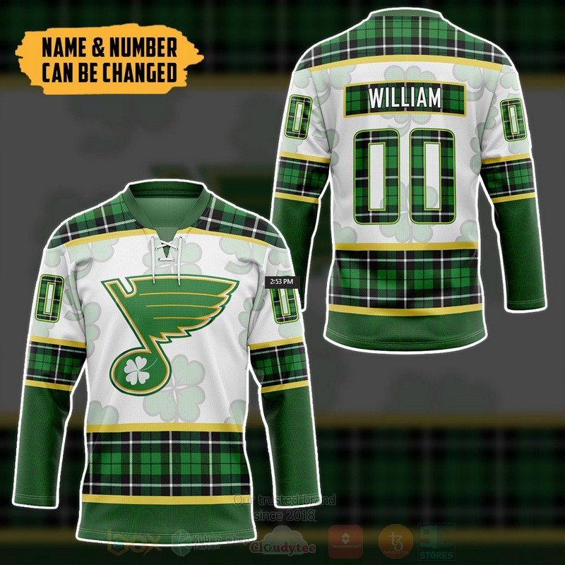 BEST NHL St Louis Blues St Patrick Day Personalized Jersey Hockey 3 NHL St Louis Blues St Patrick Day Personalized Hockey Jersey 1 2