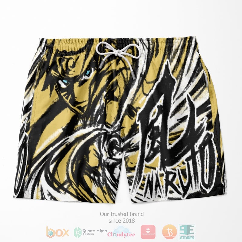 Naruto Abstract Art Modern Pattern Stitched Naruto Swim Trunk