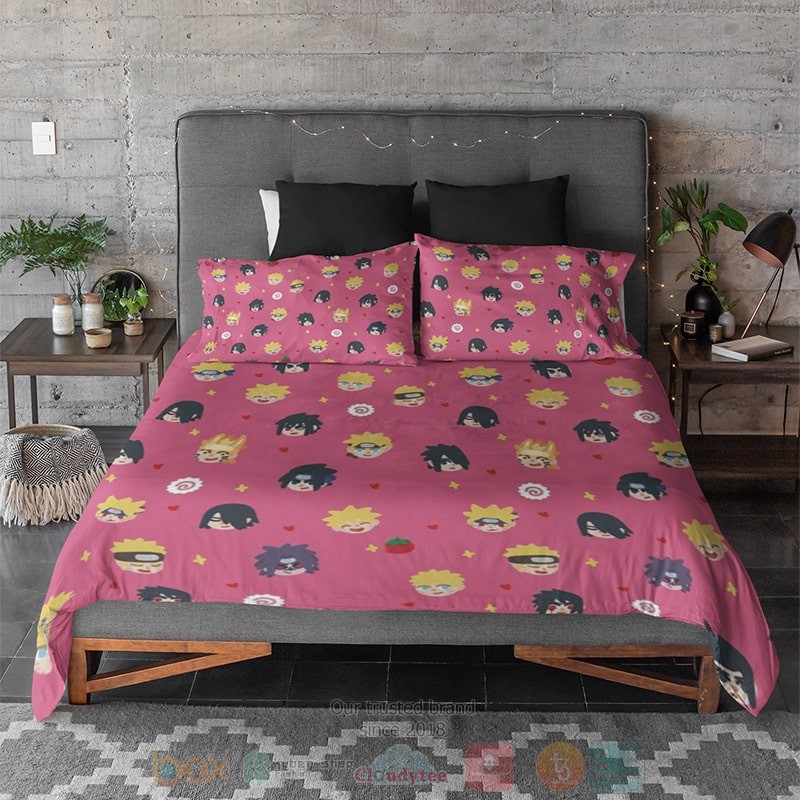 HOT Naruto Sasuke Chibi Cool Art Bedroom Bedding Set 2 Naruto Sasuke Chibi Cool Art Bedding Set 1