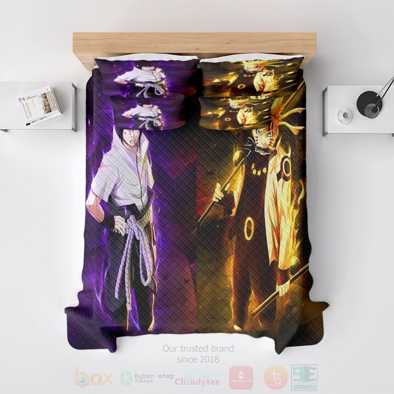 BEST Naruto Sasuke Pair Brushed Comforter Duvet Cover Bed Sets 3 Naruto Sasuke Pair Brushed Comforter Bedding Set 1 2