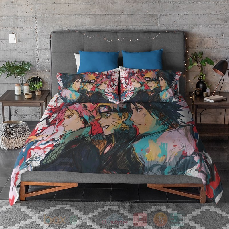 Naruto Team Seven Empyrean Blend Paint Splatter Naruto Bedding Set 1