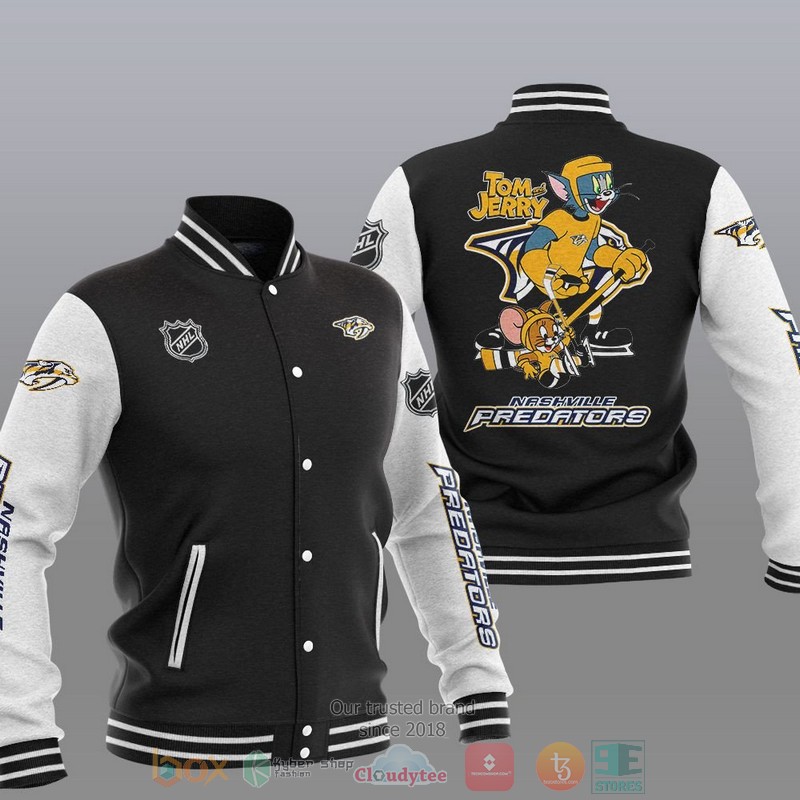 NEW Nashville Predators NHL Tom And Jerry Varsity Baseball Jacket 13 Nashville Predators NHL Tom And Jerry Baseball Jacket