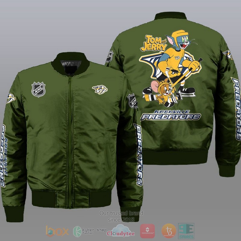NEW Nashville Predators NHL Tom And Jerry Bomber Jacket 3 Nashville Predators NHL Tom And Jerry Bomber Jacket 1 2
