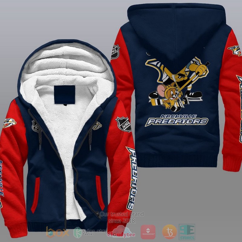 NEW Nashville Predators NHL Tom And Jerry Fleece Hoodie Jacket 4 Nashville Predators NHL Tom And Jerry Fleece Hoodie 1 2 3