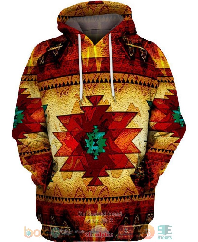 Native American Pattern red yellow 3D Shirt Hoodie