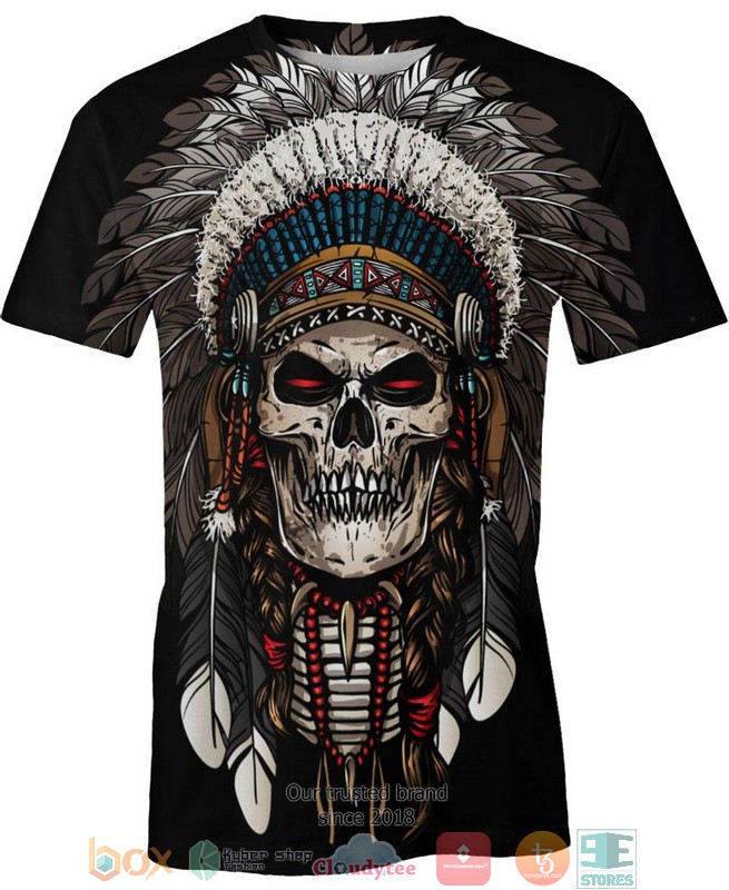 Native American Skull black 3D Shirt Hoodie 1