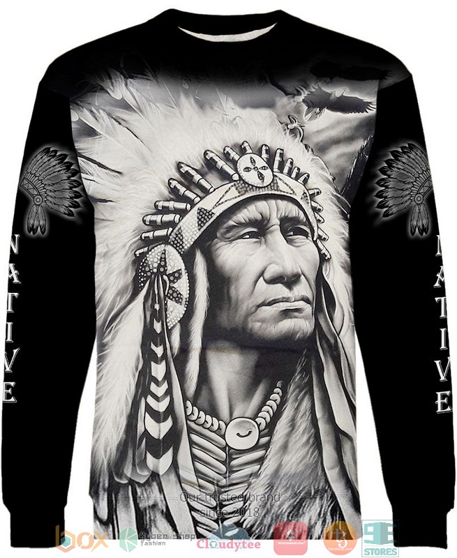 NEW Native American black white All Over Printed 3D Shirt, Hoodie 4 Native American black white 3D Shirt Hoodie 1 2 3