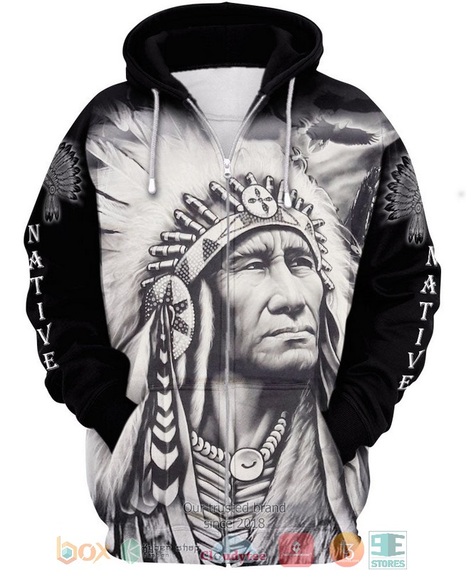NEW Native American black white All Over Printed 3D Shirt, Hoodie 5 Native American black white 3D Shirt Hoodie 1 2 3 4