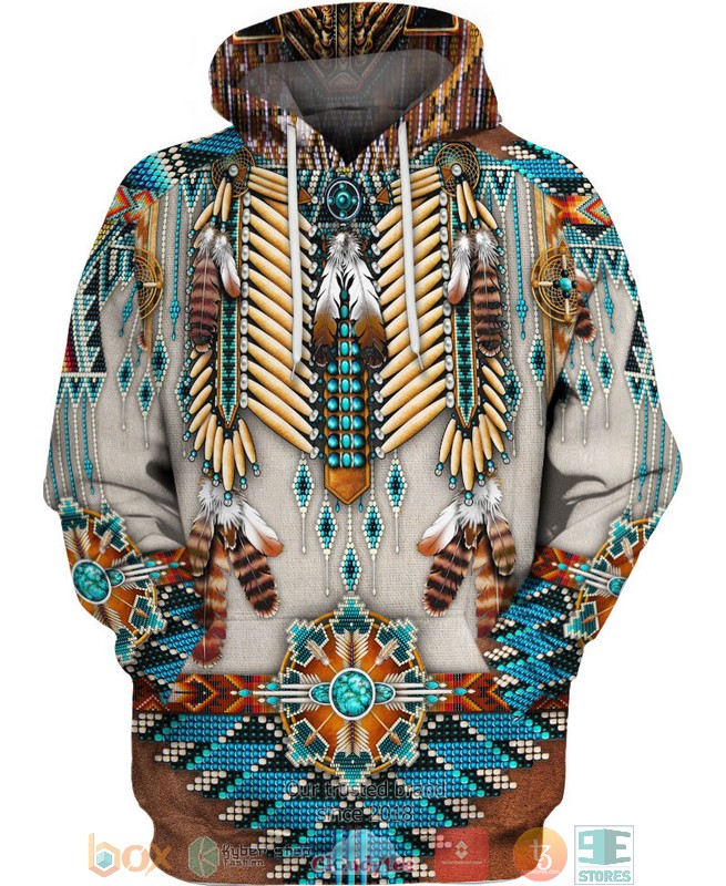 Native American pattern brown grey 3D Hoodie