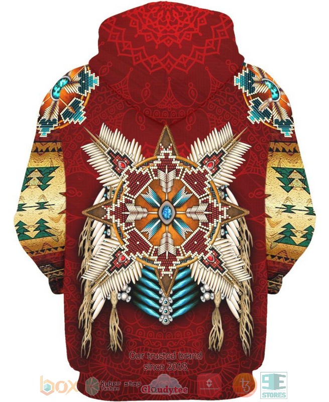 HOT Native American pattern red All Over Printed 3D Hoodie 2 Native American pattern red 3D Hoodie 1