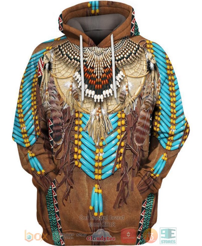 Native Fringed Motifs brown 3D Hoodie