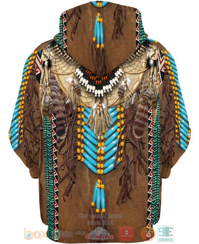 HOT Native Fringed Motifs brown All Over Printed 3D Hoodie 2 Native Fringed Motifs brown 3D Hoodie 1