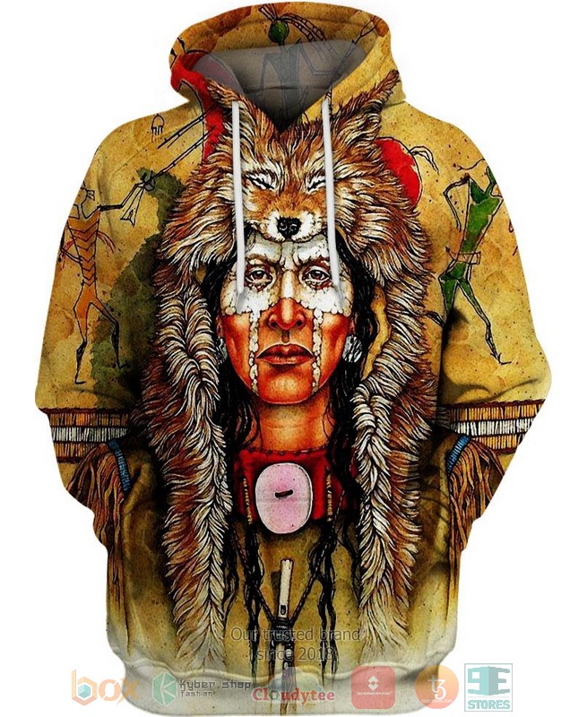 Native Fur Hat American 3D Shirt Hoodie
