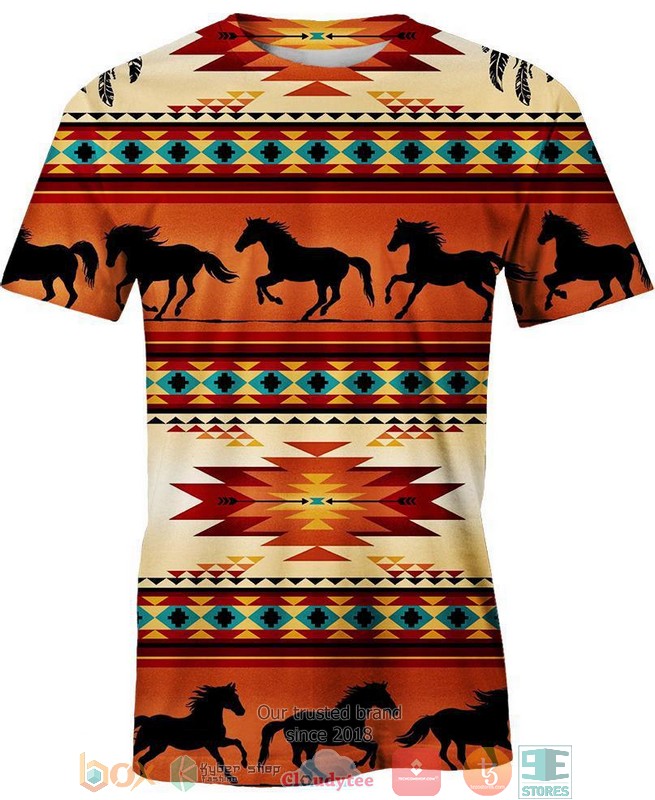 Native Horse Pattern 3D Shirt Hoodie 1