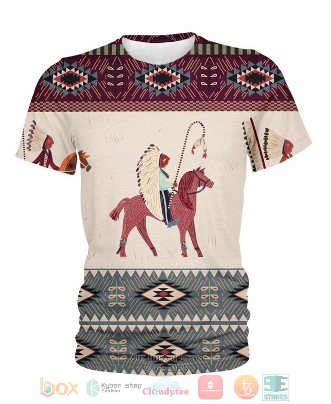 Native Pattern white red 3D Shirt Hoodie 1 2 3 4 5 6 7
