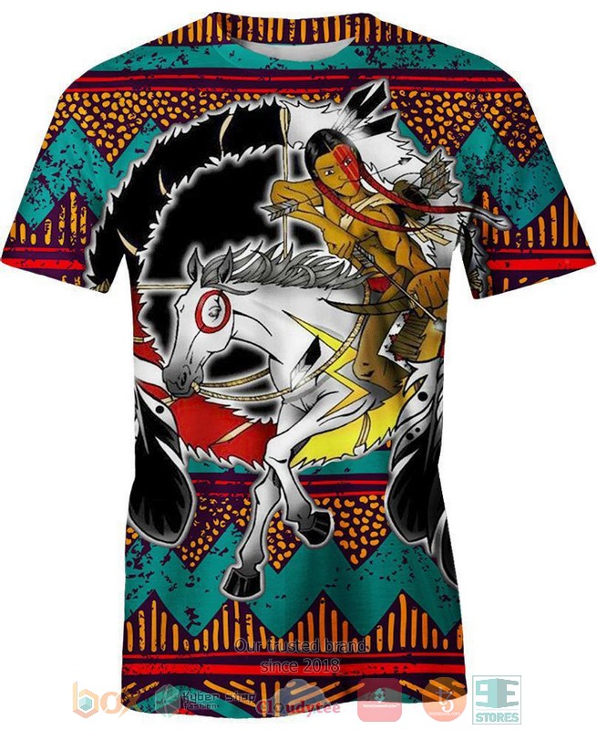 HOT Native Warrior Horse All Over Printed 3D Shirt, Hoodie 2 Native Warrior Horse 3D Shirt Hoodie 1