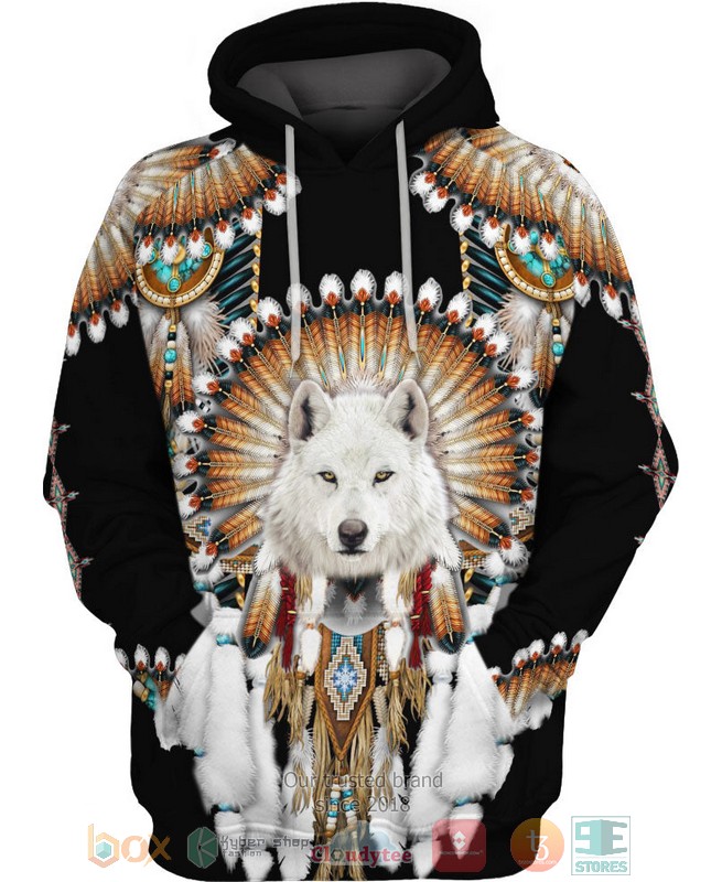 Native Wolf black 3D Shirt Hoodie