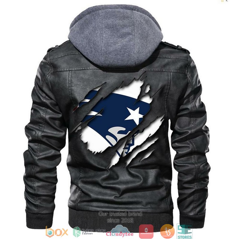 New England Patriots NFL Football Sons Of Anarchy Black Motorcycle Leather Jacket