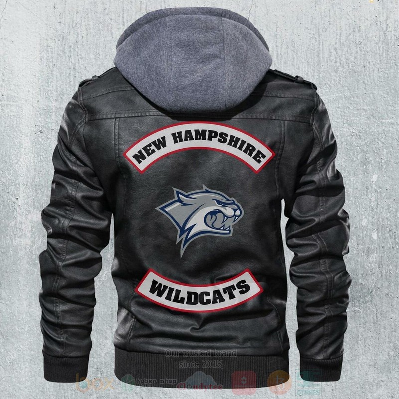 BEST Team New Hampshire Wildcats NCAA Football Black Motorcycle Zipper Jacket Leather 6 New Hampshire Wildcats NCAA Football Black Motorcycle Leather Jacket