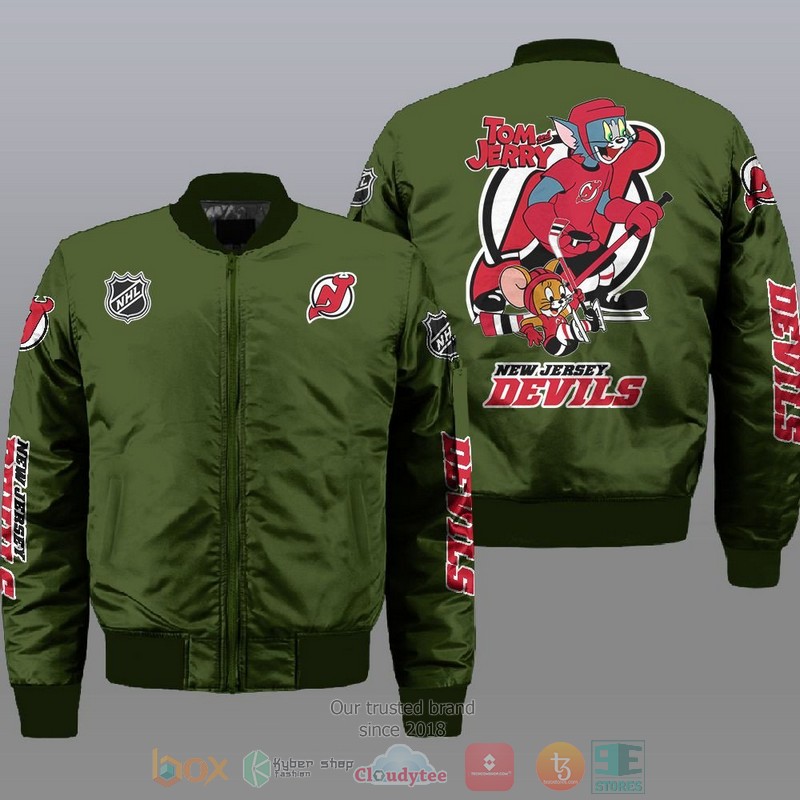 NEW New Jersey Devils NHL Tom And Jerry Bomber Jacket 3 New Jersey Devils NHL Tom And Jerry Bomber Jacket 1 2