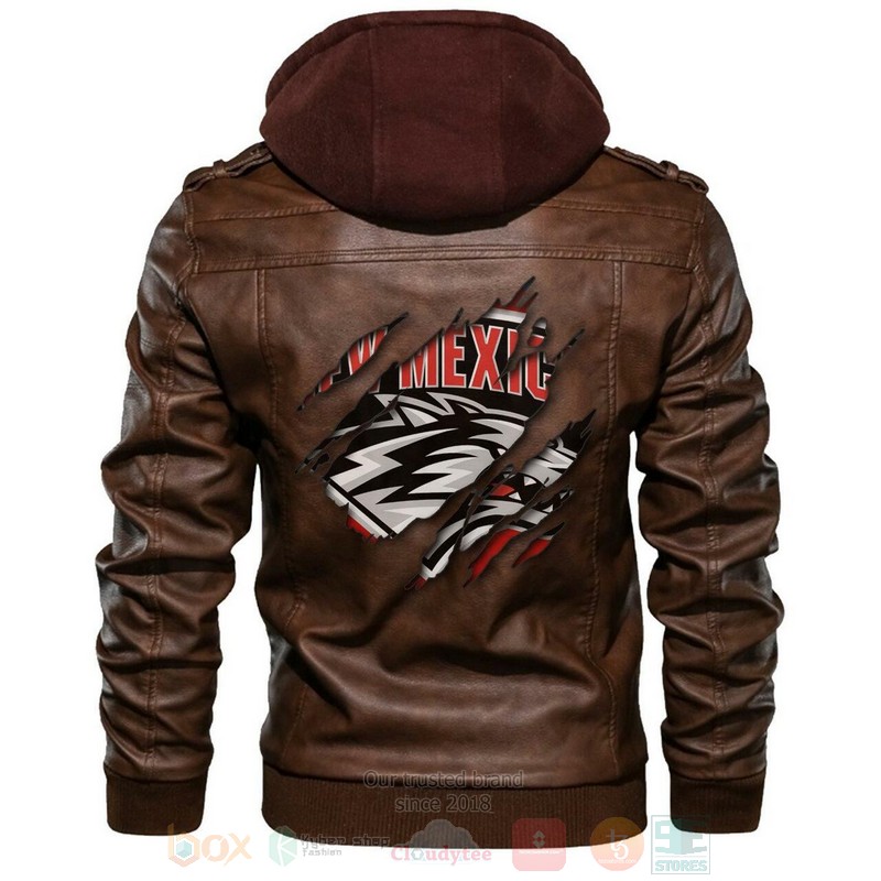 New Mexico Lobos NCAA Brown Motorcycle Leather Jacket