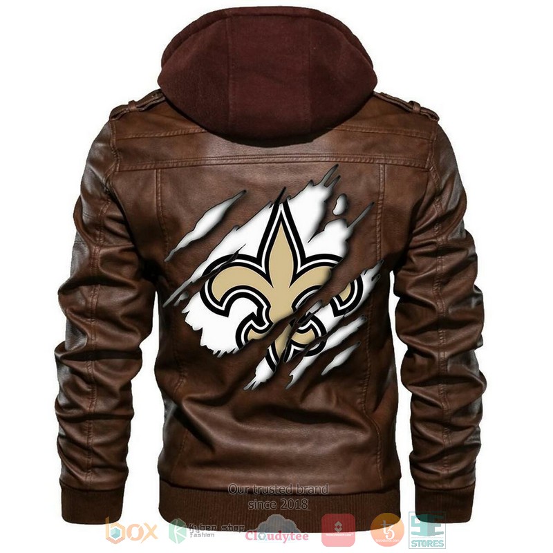 HOT New Orleans Saints logo NFL Football Jacket Leather 10 New Orleans Saints logo NFL Football Leather Jacket