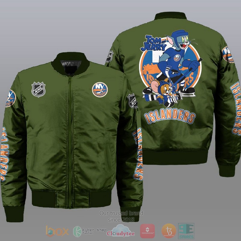 NEW New York Islanders NHL Tom And Jerry Bomber Jacket 3 New York Islanders NHL Tom And Jerry Bomber Jacket 1 2