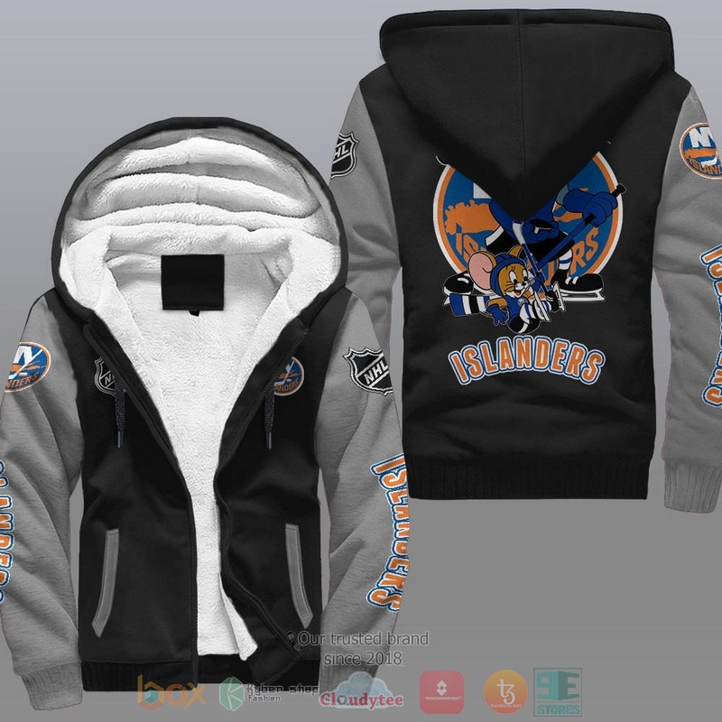 NEW New York Islanders NHL Tom And Jerry Fleece Hoodie Jacket 2 New York Islanders NHL Tom And Jerry Fleece Hoodie 1