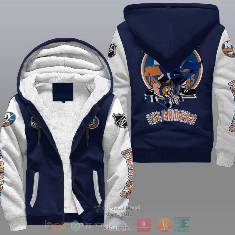 NEW New York Islanders NHL Tom And Jerry Fleece Hoodie Jacket 3 New York Islanders NHL Tom And Jerry Fleece Hoodie 1 2