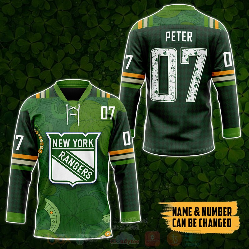 New York Rangers NHL 2022 St Patrick Day Personalized Hockey Jersey 1 2 3