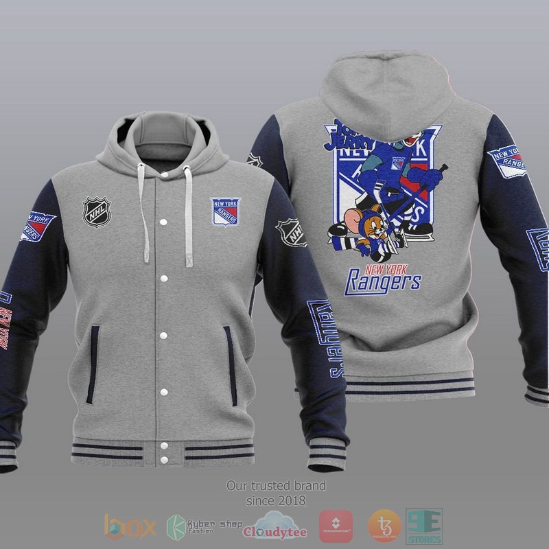 New York Rangers NHL Tom And Jerry Baseball Hoodie Jacket 1