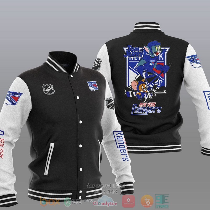 NEW New York Rangers NHL Tom And Jerry Varsity Baseball Jacket 13 New York Rangers NHL Tom And Jerry Baseball Jacket