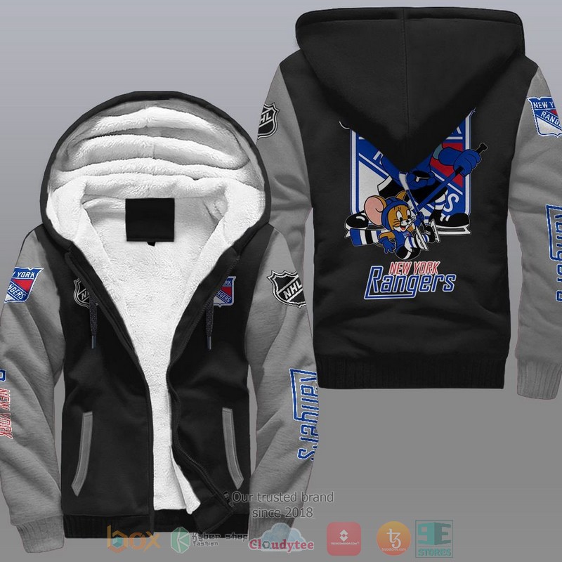 NEW New York Rangers NHL Tom And Jerry Fleece Hoodie Jacket 2 New York Rangers NHL Tom And Jerry Fleece Hoodie 1