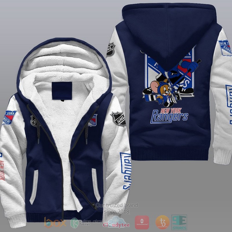 NEW New York Rangers NHL Tom And Jerry Fleece Hoodie Jacket 3 New York Rangers NHL Tom And Jerry Fleece Hoodie 1 2